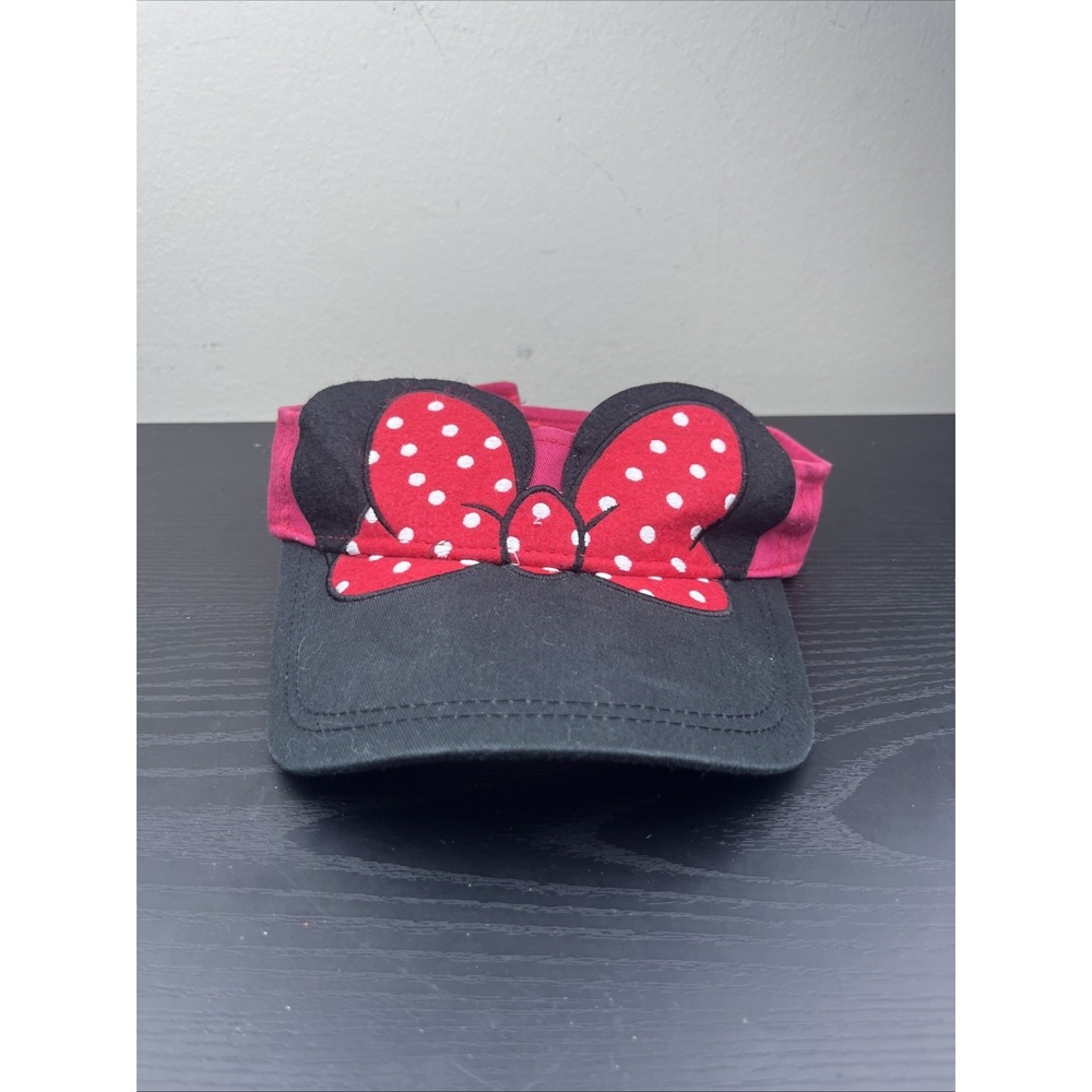Disney Parks‎ Authentic Minnie Mouse Sun Visor Hat Cap Bow Adjustable